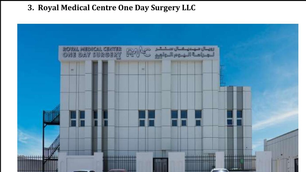 Royal Medical Centre One Day Surgery unit, built by Salient Engineering, Abu Dhabi